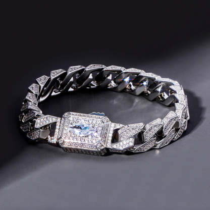 Moissanite Miami Style Watch Shape Design Cuban Bracelet