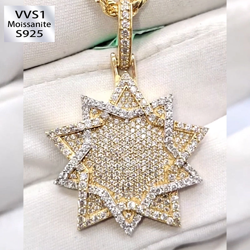 S925 Custom Moissanite Double Star Pendant
