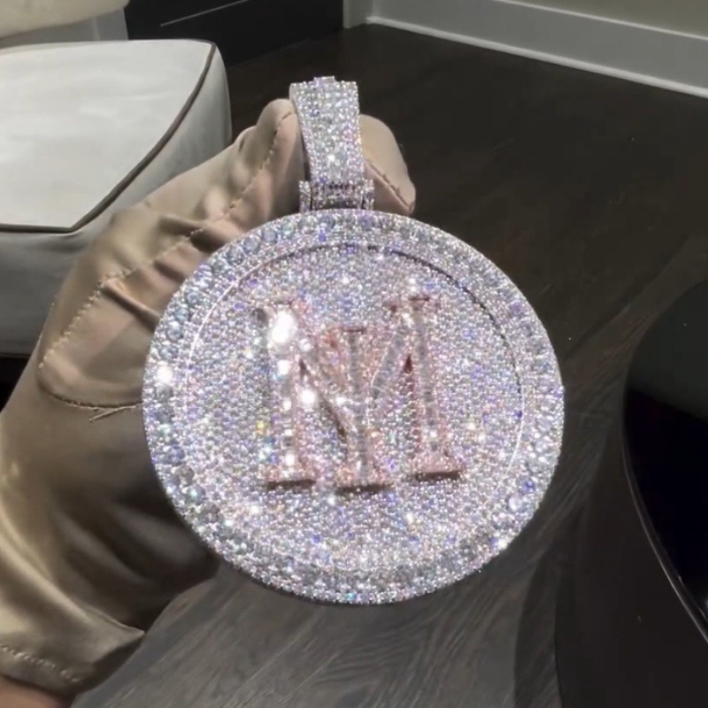 Moissanite Letter Circular Pendant