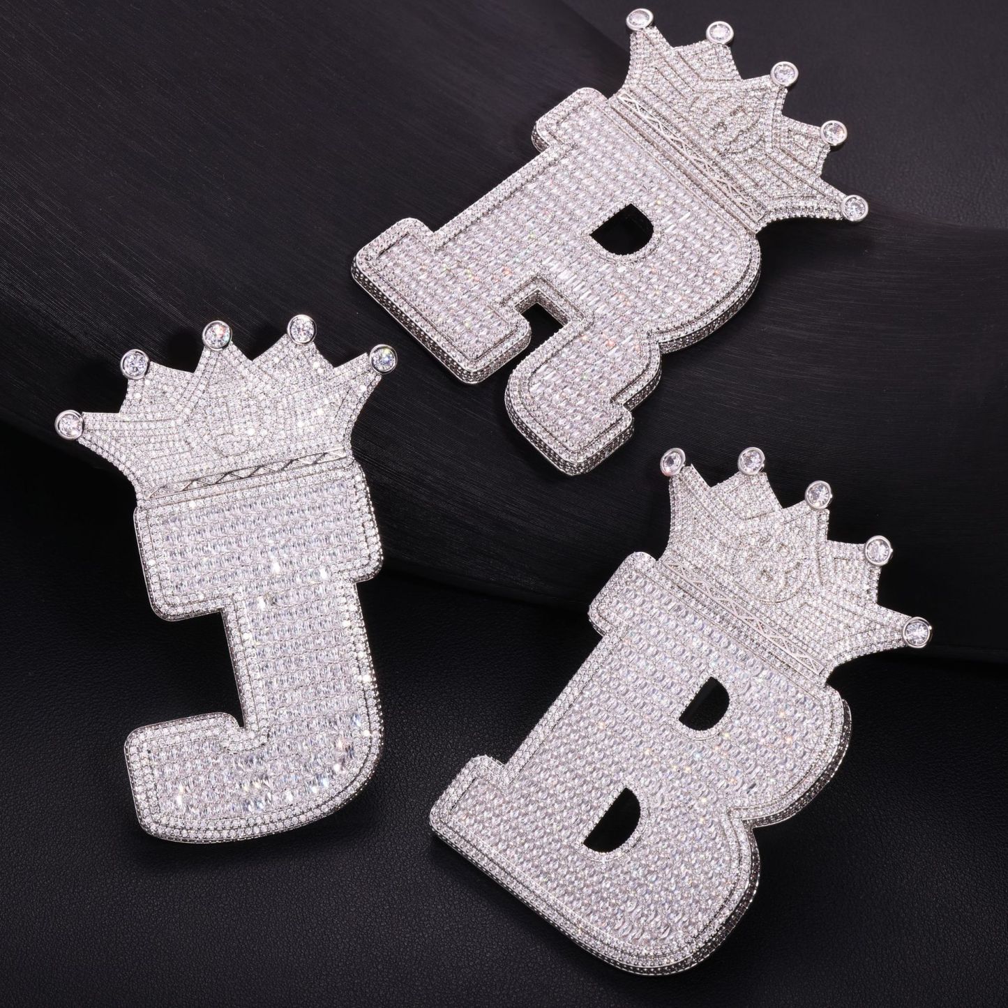 Moissanite Crown Initial J Pendant