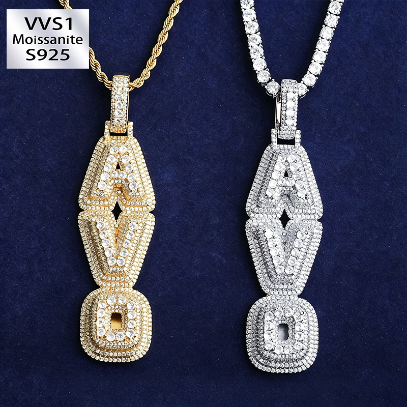Moissanite Custom 3D AVO Letter Pendant