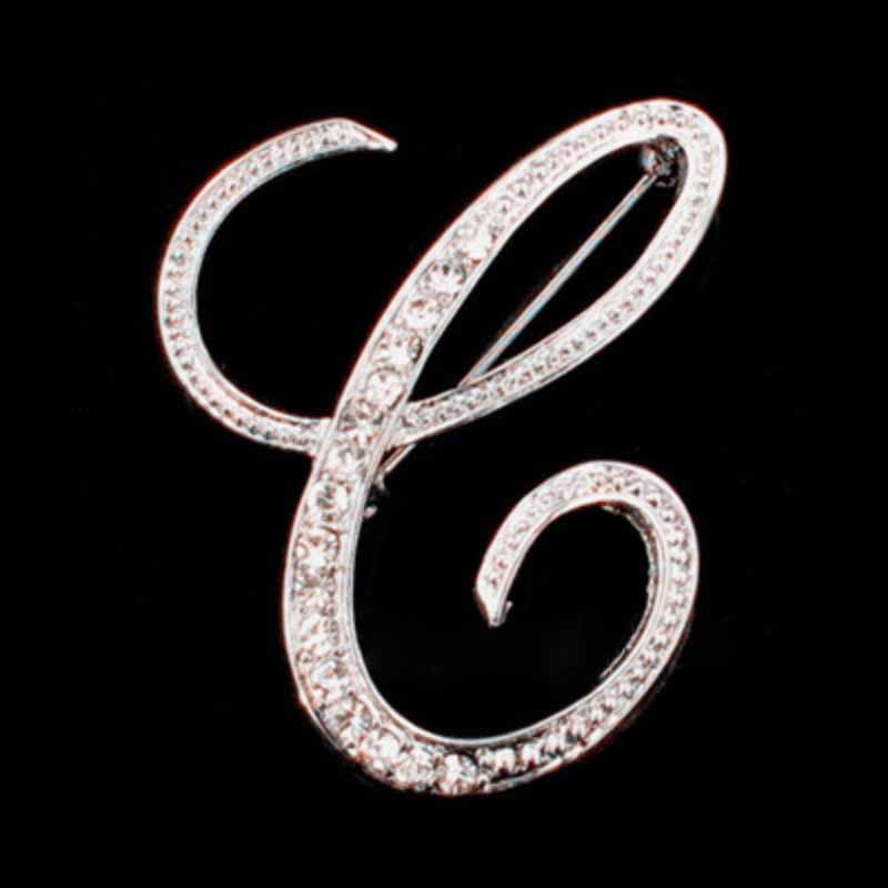 Moissanite Initial Letter Brooch – Sparkle with Style