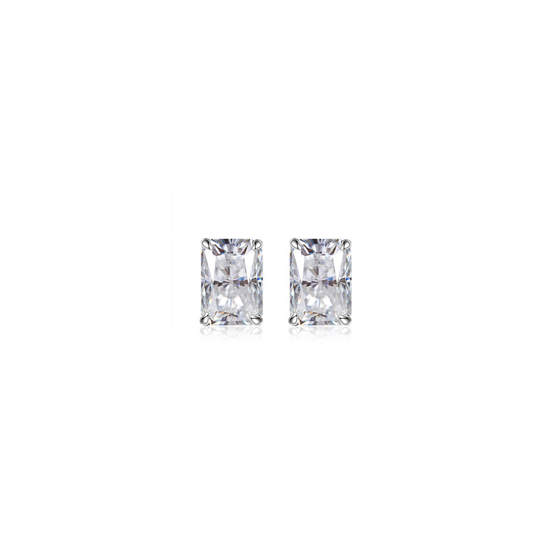 S925 Silver Radiant Cut Rare Color Moissanite Stud Earrings
