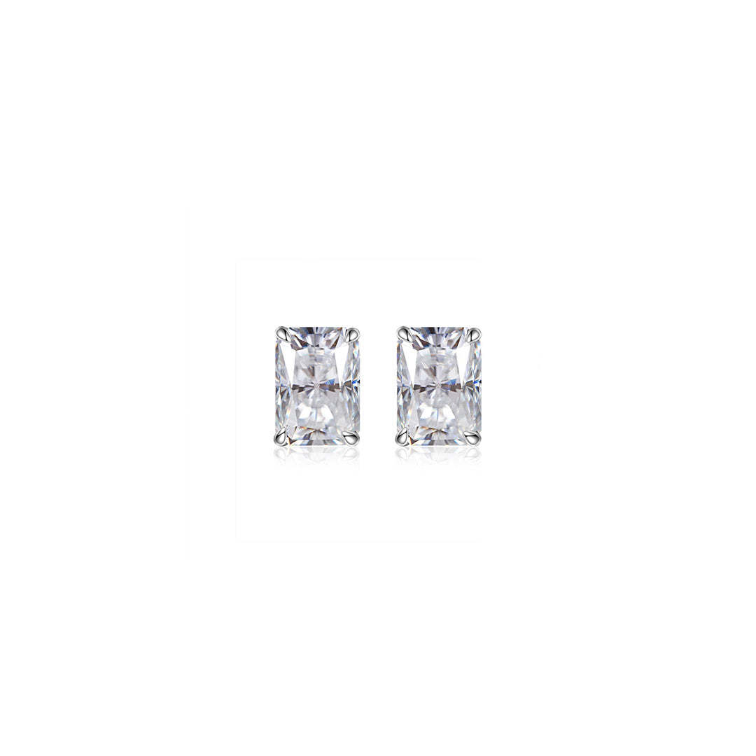 S925 Silver Radiant Cut Rare Color Moissanite Stud Earrings