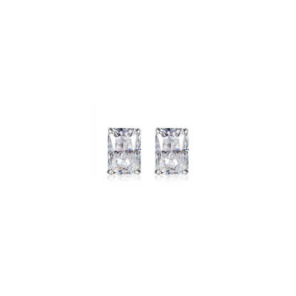 S925 Silver Radiant Cut Rare Color Moissanite Stud Earrings