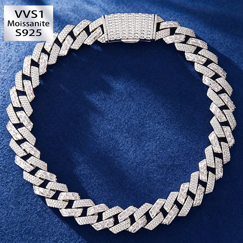 S925 Moissanite Fully Paved Cuban Chain