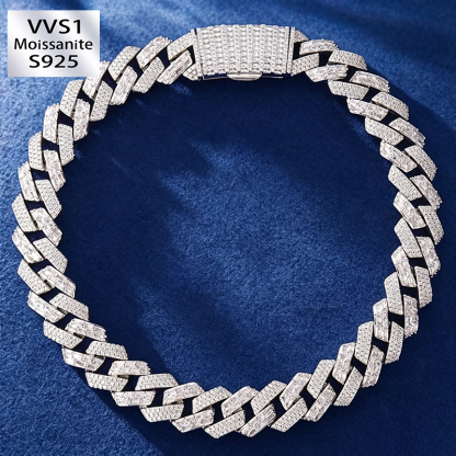 S925 Moissanite Fully Paved Cuban Chain