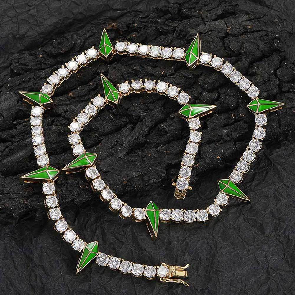 5mm Moissanite Purple Fight Tooth and Claw Tennis Chain