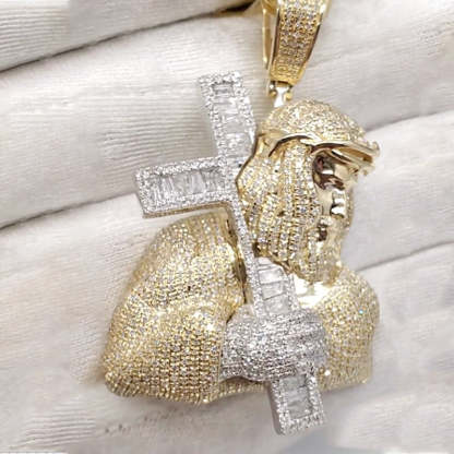 Custom Ice Out Jesus Cross Pendant 5mm Tennis Chain