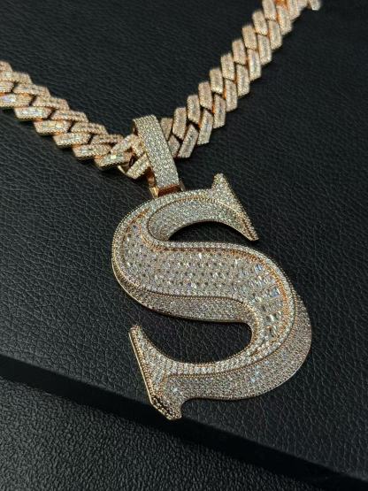 S925 Moissanite Letter S Pendant Set