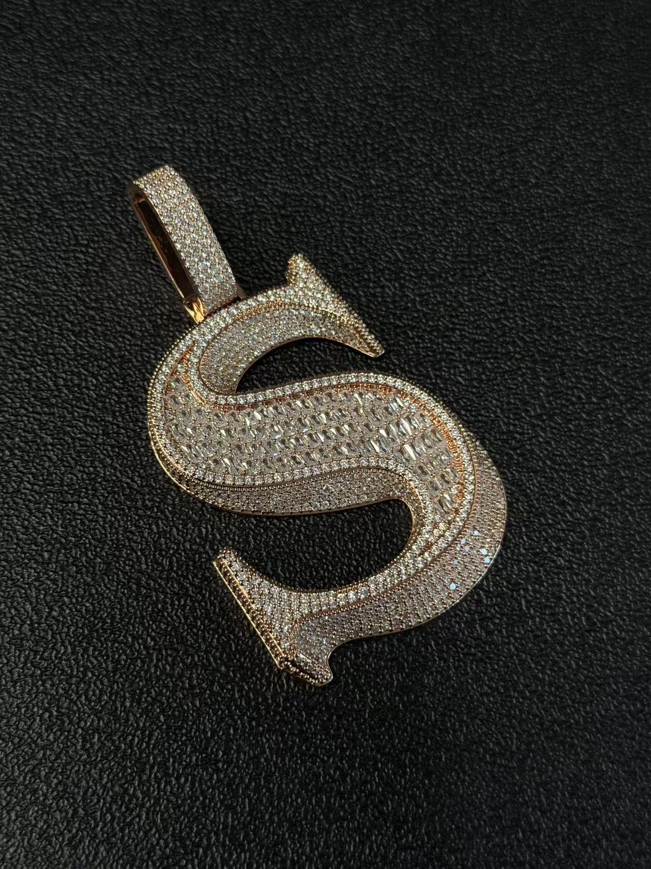 S925 Moissanite Letter S Pendant Set