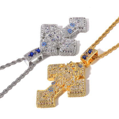 Moissanite Colorful Jesus Cross Pendant