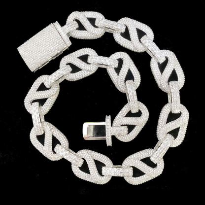 Moissanite T-square Mixed Inlay Circular Chain