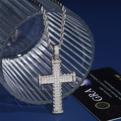 S925 Silver Moissanite Punk Cross Pendant