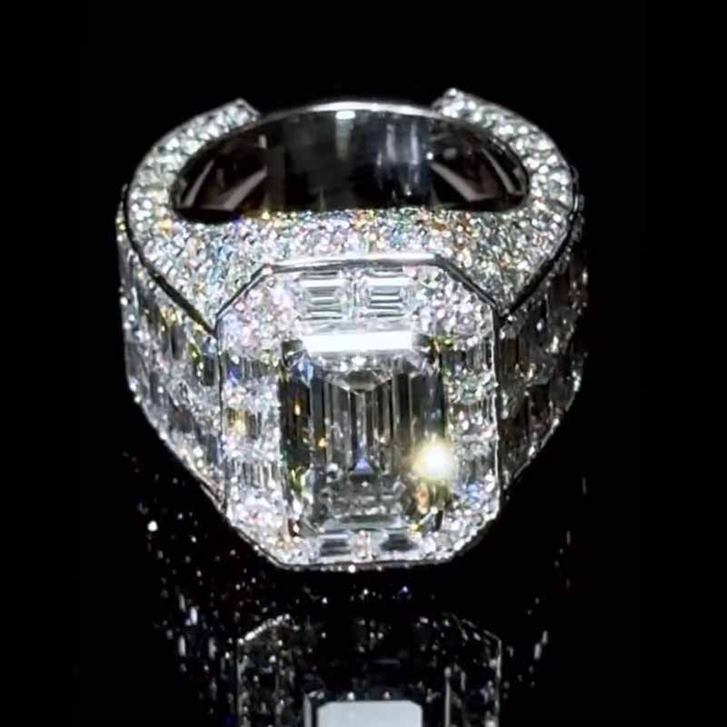 Moissanite Luxury Elegant Square Diamond Baguette Ring