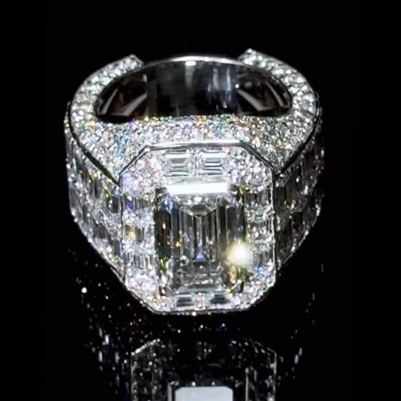 Moissanite Luxury Elegant Square Diamond Baguette Ring