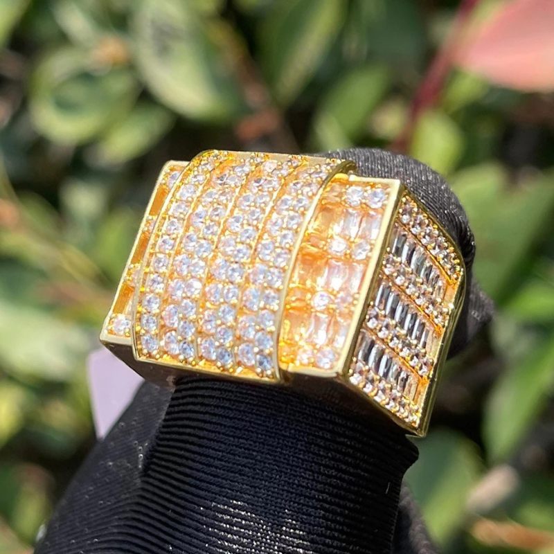 Moissanite Hip Hop Sparkle Rectangular Ring