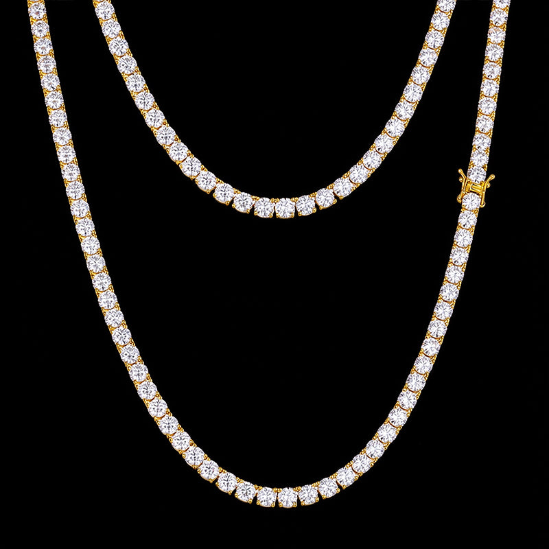 3mm/4mm/5mm 925 Silver Moissanite Hip Hop Tennis Chain