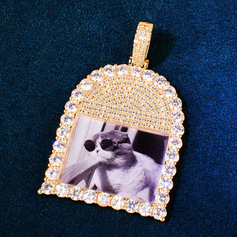 Moissanite Round Window Photo Custom Pendant