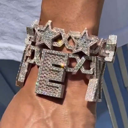 Moissanite Hip Hop Punk Custom Alphabet Cuban Bracelet