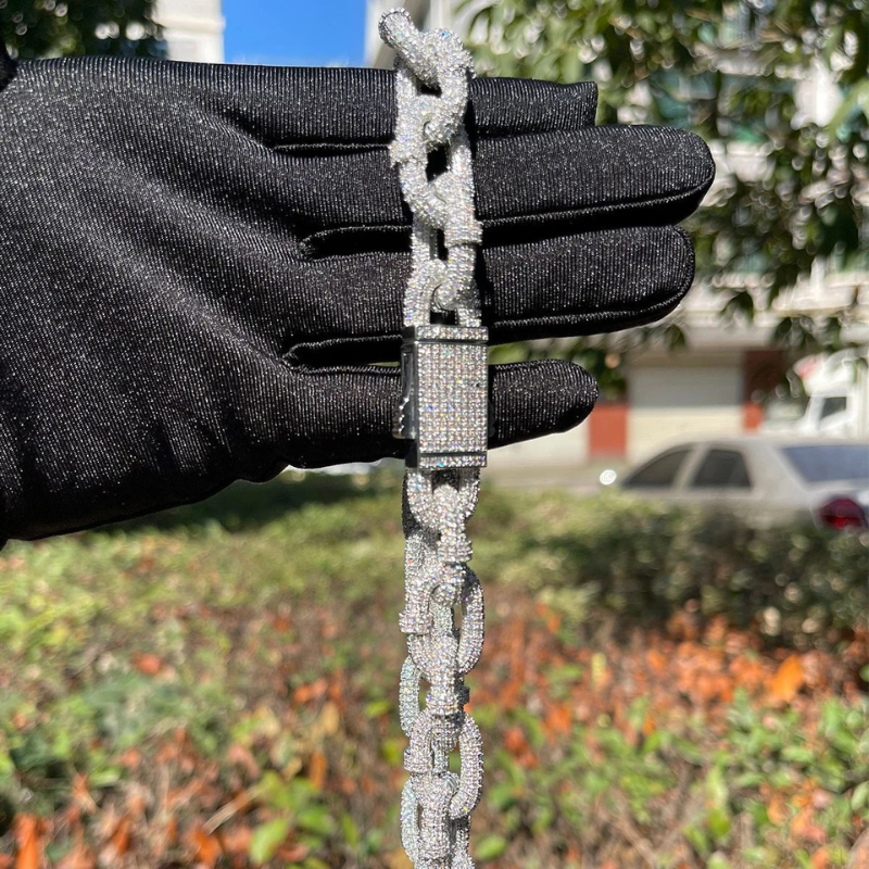 Moissanite Hip Hop Oval Buckle Cross Cuban Chain