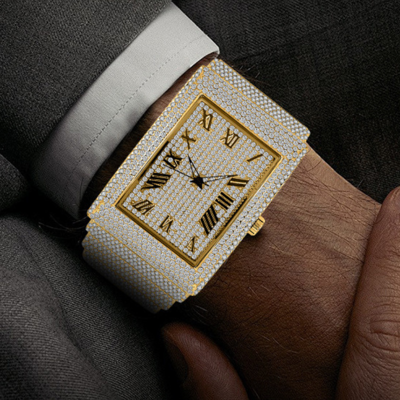 Moissanite Rectangular Full Diamond Watch