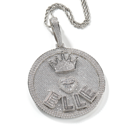Moissanite Hip Hop Crown Love Letter Custom Pendant