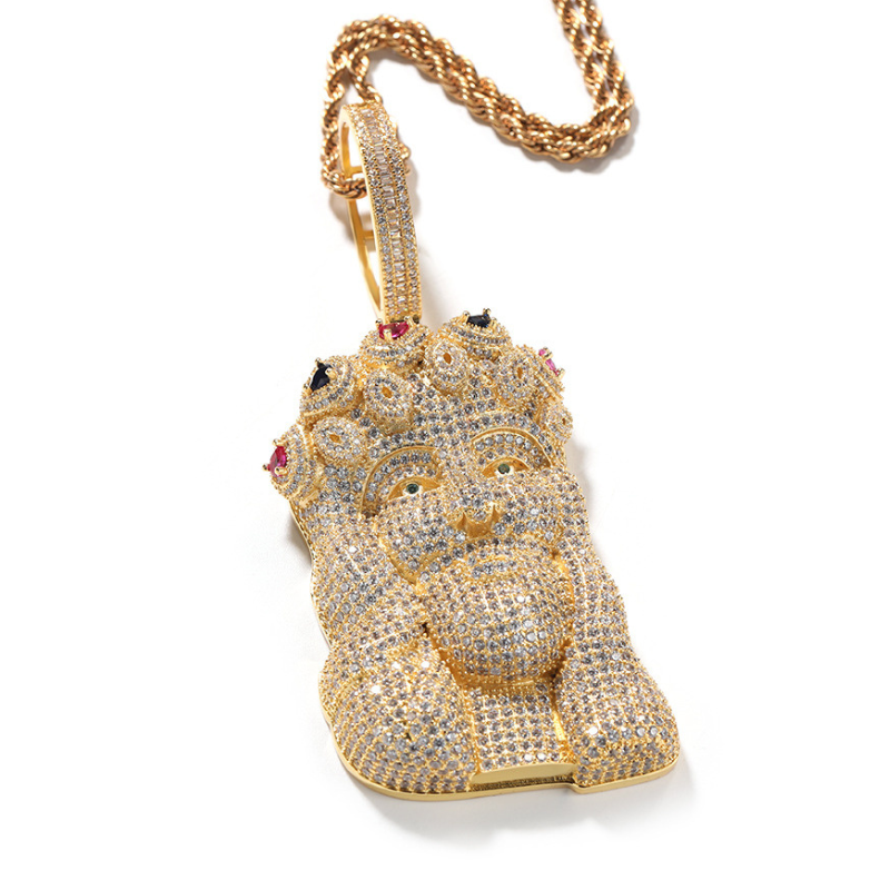 Moissanite Gems Embellish the Crown Jesus Pendant