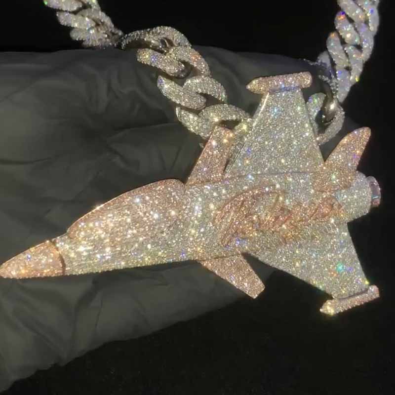 Moissanite "To Life" Letter Airplane Pendant