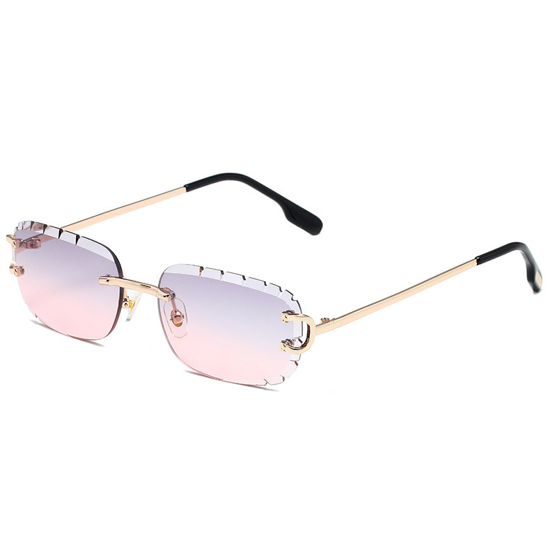 New Pattern Cut Edge Oval Frameless Sunglasses