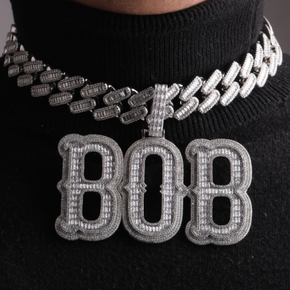 Moissanite Art Design Merman Lettering Custom Pendant