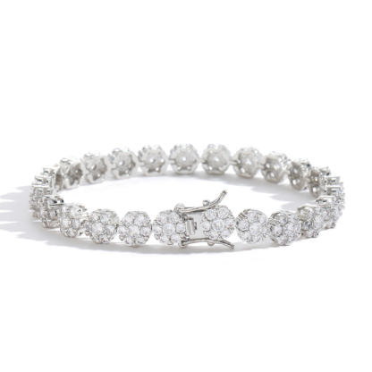 8mm Moissanite Hip Hop Floral Bracelet