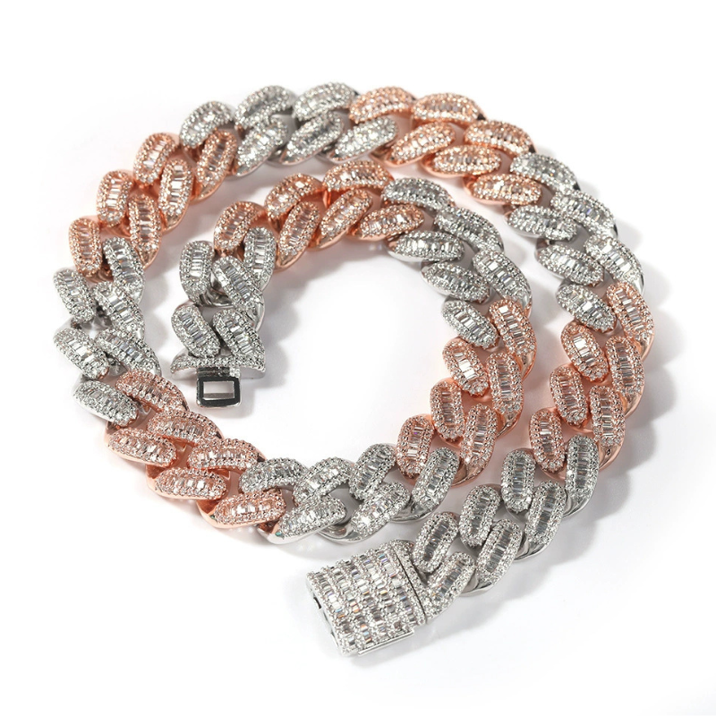 15mm Moissanite T Square Ice Out Diamond Cuban Chain