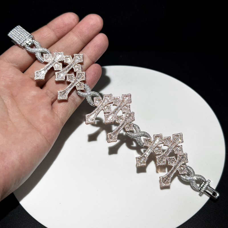 Moissanite Cross Cuban Bracelet