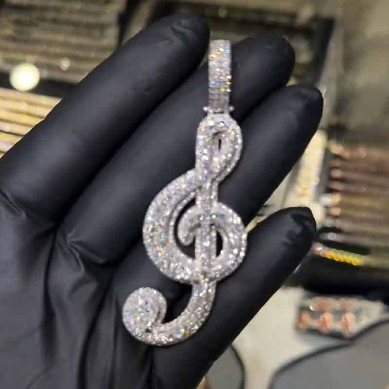Moissanite Musical Note Pendant