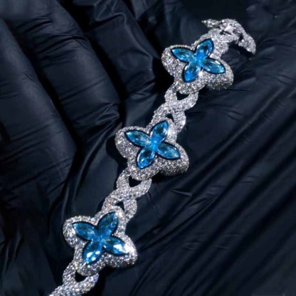 Aquamarine Color Marquise Moissanite Infinity Lucky  Bracelet