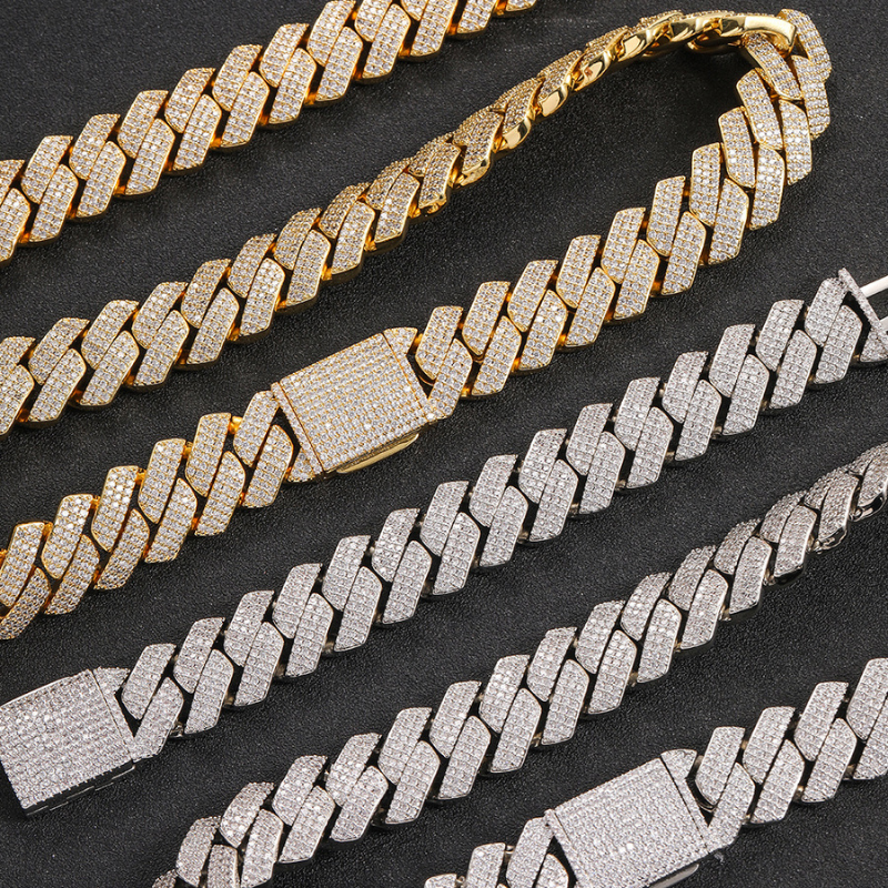 20mm Ice Out Miami Moissanite Diamond Chain In Gold