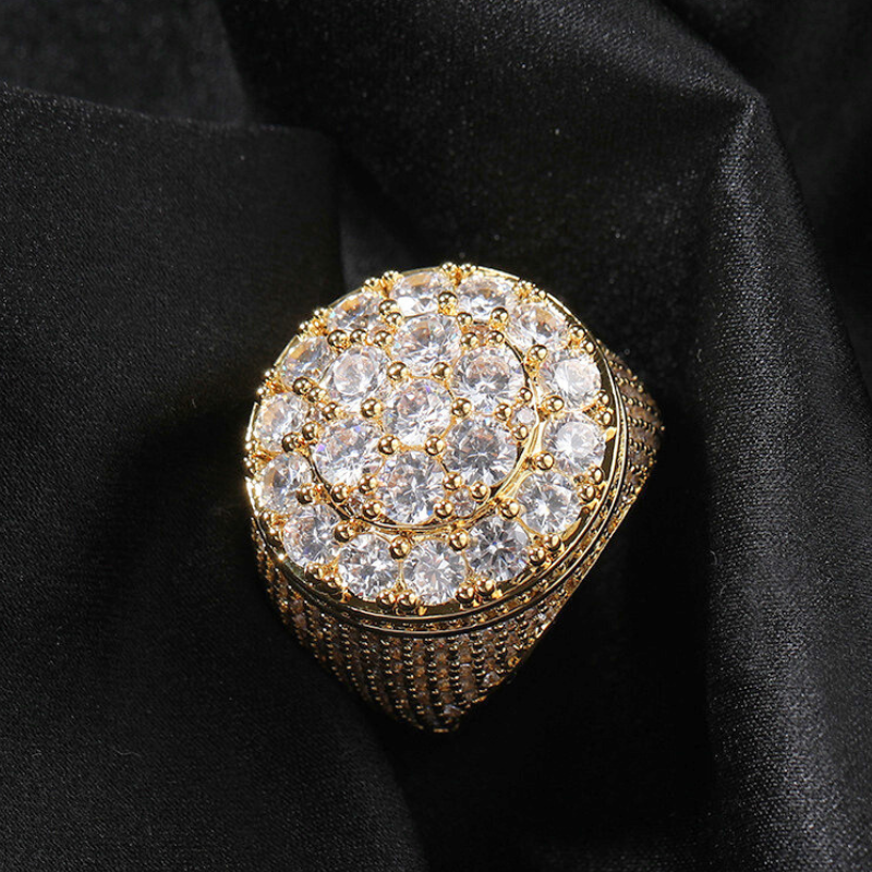 Moissanite 14K Gold Plated Flower Full Diamond Ring