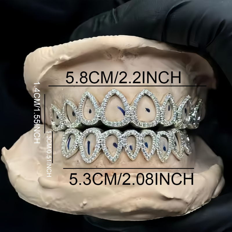 Moissanite Hip Hop Water Drop Hollow Diamond Grillz