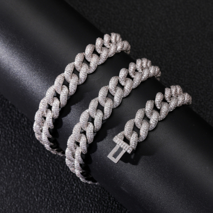 12mm Moissanite Bubble Micro inlay Cuban Bracelet