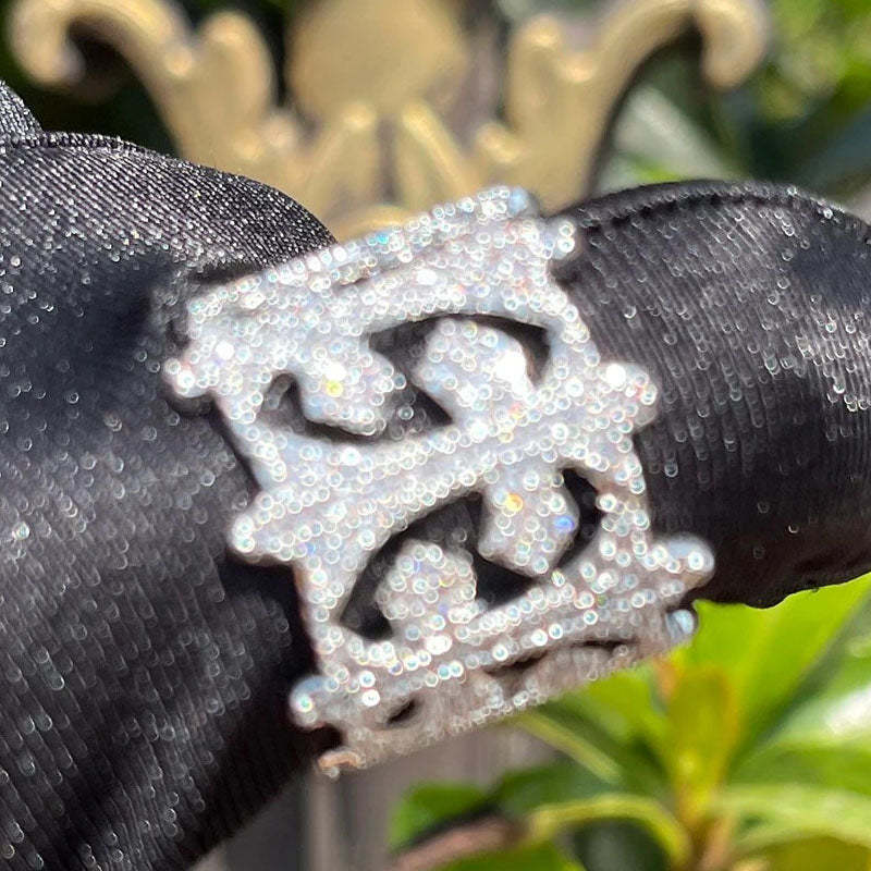 Moissanite Full Circle Cross Ring