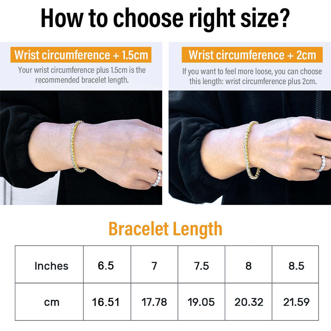 3mm CZ Diamond Tennis Bracelet for Men in 14K Gold KRKC