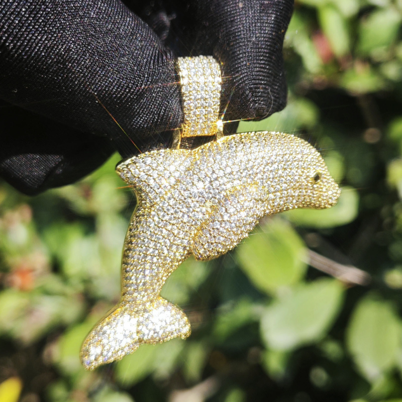 Moissanite Dolphin Pendant