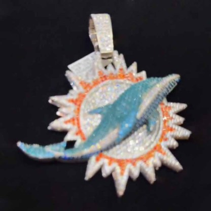 Moissanite Hip Hop Sun Ray Dolphin Pendant