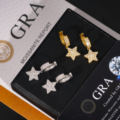 S925 Silver Moissanite Creative Star Earrings