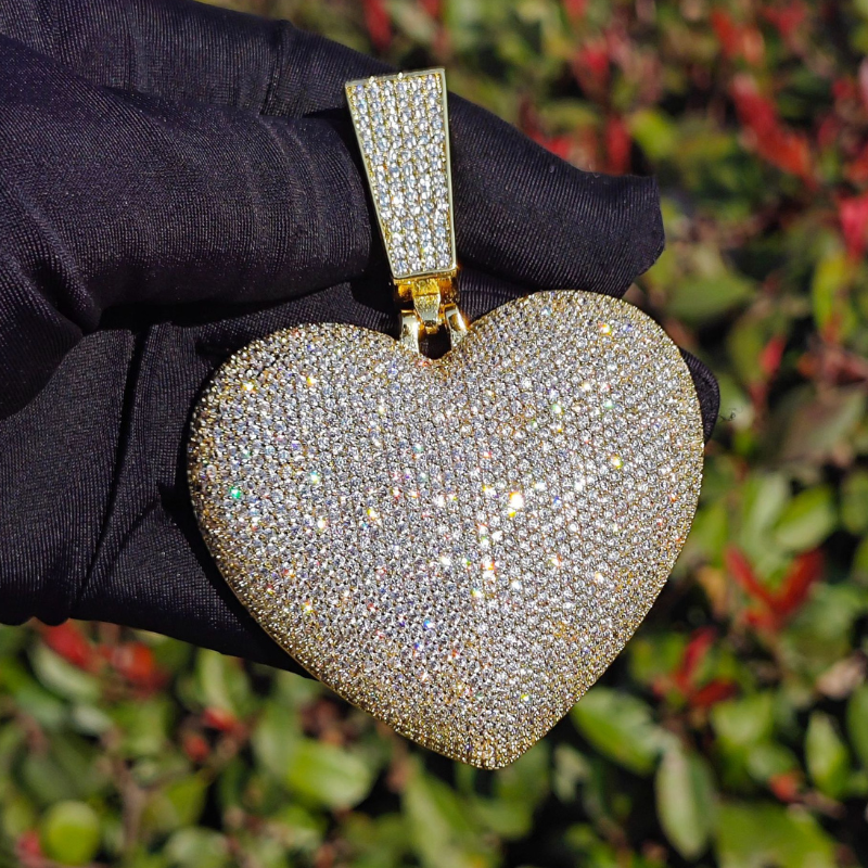 Moissanite Hip Hop Full Diamond Heart Pendant