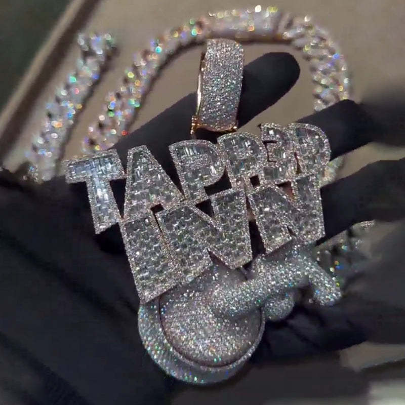 Moissanite New TAPP3D INN Two-tone Jadeite Cut Drop Pendant