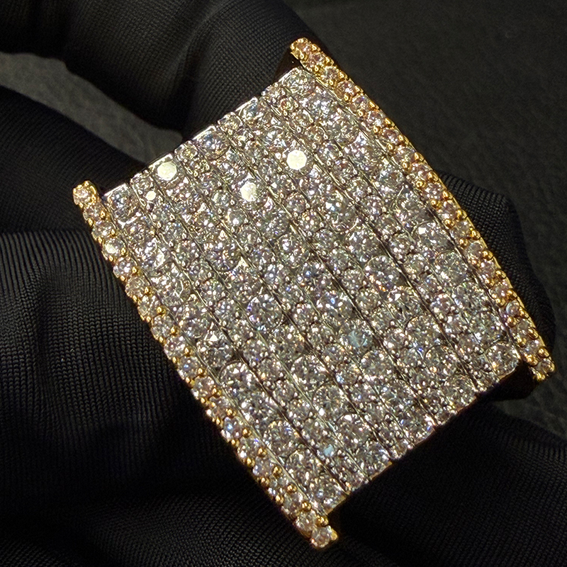 T-shaped Moissanite Flat Curved Design Men's Ring