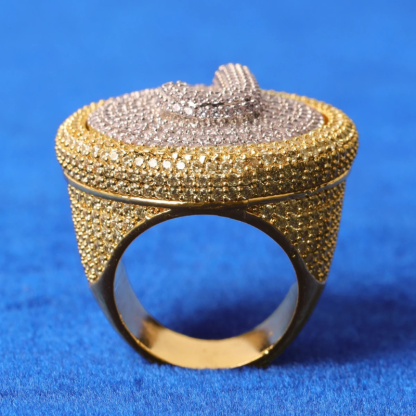 Moissanite 14K Real Gold Plated Shield DIY Custom Letter Ring