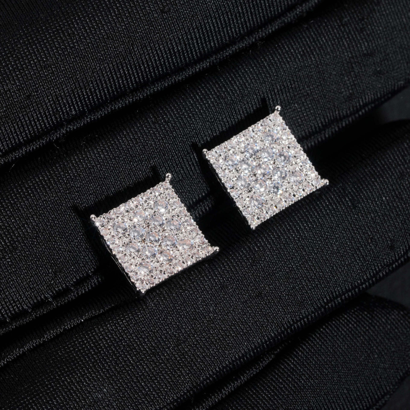 Moissanite Princess Square Earrings
